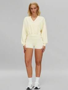 MFVIM Women's Hooded Sweatshirt, Warm Windproof Casual Loose Fit Pullover Sweatshirt, Drop Shoulder Design Hides Arm Flab, Suitable For Outdoor, Hiking, Running - Champagne - View 8