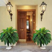Artificial Boston Fern Plants UV- Resistant Fake Fern Greenery For Home, Office, Porch, Garden Decoration Artificial Boston Ferns With 21/ 28/ 38 Leaves Artificial Plants Indoor And Outdoor Home Decoration - 綠色 - 查看 15