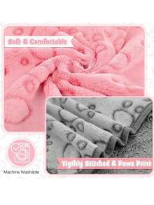1pc Pet Blanket With Paw Print Embossed, Soft Flannel Fabric Suitable For Small/Medium Dogs, All Season Pet Blanket - M[60*40cm] - View 4