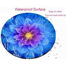 Pad, Cute Round  Pad With Design, Blue Floral Computer  Mat, Non-Slip Rubber Base Pad, Waterproof Women Office  Pads, Flower,19BlueFloral - 19BlueFloral - View 4