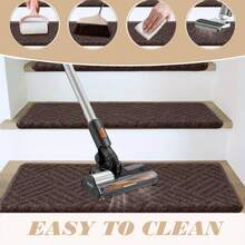 10 Pieces Heavy-Duty Non-Slip Removable Stair Treads Includes Anti-Slip Safety Pads Simple Patterns For Seniors And Pets Reusable And Washable - Home Use Enhances Safety And Traction Perfect Gift For Homeowners - Coffee Brown - View 7