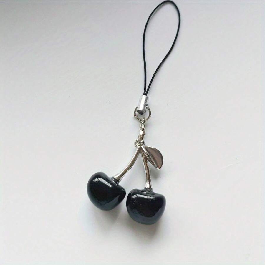 Fresh And Sweet Little Cherry Creative Imitation Fruit Pendant Phone Strap Pendant USB Drive Pendant Bag Pendant Pendant Small Gift For Girls - 黑色 - 查看 1