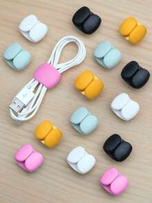 5PCS Random Colour Cable Organiser Clips, Decorative Earphone/Charging Cable Storage Pouch, Multi-Functional Storage Device, Earphone Cable Organiser Clips, Minimalist Cable Winder, Cable Management Tool