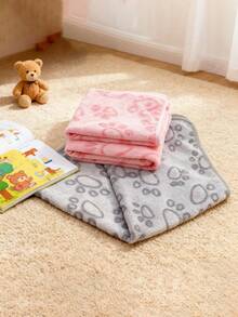1pc Pet Blanket With Paw Print Embossed, Soft Flannel Fabric Suitable For Small/Medium Dogs, All Season Pet Blanket - M[60*40cm] - View 9