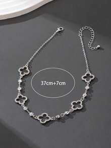 1 chiếc vòng cổ mặt cỏ 4 lá rỗng đính kim cương lãng mạn, tinh tế, sang trọng, cao cấp, ngọt ngào, may mắn dành cho nữ - Bạc - Xem 6