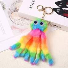 Llavero con pompón de pulpo, adorno de bolso de parche de peluche artificial de pulpo, regalo elegante y exquisito, adecuado para regalo, elegante colgante decorativo de bolso - Multicolor - Ver 9