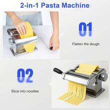 Pasta Roller And  Machine Dual Width Noodle Maker For Pasta, Spaghetti, Fettuccine, Lasagna 2 In 1 Heavy Duty Stainless Steel With Cleaning Kit - Silver - View 2