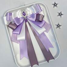 1个独特设计吊坠装饰蝴蝶结，4种款式，23种颜色，多层网状丝带手工DIY成品，宅男偶像粉丝应援棒装饰，卡通动漫游戏漫展角色扮演配饰，洛丽塔可爱宅男包包装饰 - 彩色 - 查看 18