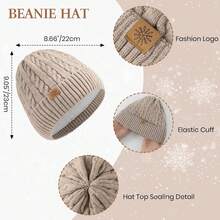 Euuztu Womens Winter Knit Warm Hat Beanie Long Scarf Screen Gloves Set Cold Weather, 3 In 1 Warm Set - 淺褐色的 - 查看 2