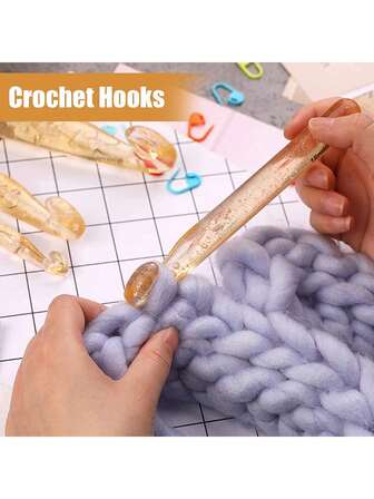 EDCUEBE7 1/21件装大号塑料钩针、记号针、塑料缝纫针，适用于DIY工艺品、毛衣、地毯、围巾等，适合粗线、厚线编织，钩针用品