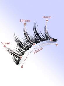 1 Pair Magnetic False Eyelashes, Including Applicator, 3D Faux Mink Pointed Cartoon Eyelashes, Easy To Wear, Glue-Free, Suitable For Women's Gatherings, Parties, And Makeup - 尖尾漫畫款 - 查看 3
