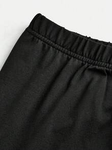 Tween Girl Letter Graphic Print Warm Crew Neck Sweater And Leggings Set