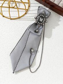 1枚优雅设计布艺蝴蝶结手工宫廷合金闪亮全钻胸针，高贵女士胸针，奢华珠宝胸针，适合约会和日常佩戴 - 復古 - 查看 13