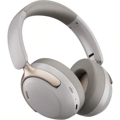 QC30 Hybrid Active Noise Cancelling Headphones 60H Playtime Built-In Mic Wireless Over Ear Headsets With Case Bluetooth 5.4 Deep Bass Comfort Fit Soft-Earpads Fast Charging -Dunes Grey
