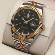 PROKING 40mm Gold Men's Watch, Japanese MIYOTA Quartz Movement, 304 Stainless Steel, Business Luxury Waterproof Calendar Wristwatch, Deluxe Classic, Suitable For Daily Decoration, Great Birthday Gift