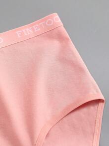 4条/套纯棉纯色罗纹字母腰带性感舒适高腰女士内裤，适合情人节、节日、日常运动、春夏穿着。 - 彩色 - 查看 8