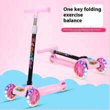Patineta plegable y rueda LED - patineta plegable de 3 ruedas con Luz LED | patineta plegable de 3 ruedas con Luz LED para principiantes - adecuada para viajes, juegos al aire libre, viajes, camping - Rosa - Ver 7