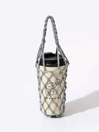 1个手工编织网袋，可作水杯、咖啡便携袋，可重复使用，也可作手提水壶袋、饮料袋、装饰网袋、收纳装饰袋，适合赠送朋友、亲戚、同学。