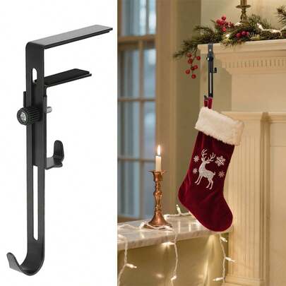 1 pièce Crochet de suspension de bas de Noël, support de chaussette rétractable grand, crochet mural sans perçage pour cheminée, support réglable pour bureau, armoire, cuisine, salle de bain, organisateur utilitaire en métal durable pour décorations saisonnières, solution de montage gain de place pour bureau à domicile, entrée et zones de vie, accessoire polyvalent prêt à offrir, installation facile, grande capacité, réduction du désordre, style minimaliste moderne, installation rapide