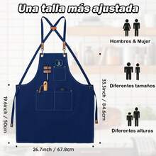 1 pieza delantal de cocina ajustable multiusos para chef - Azul - Ver 5
