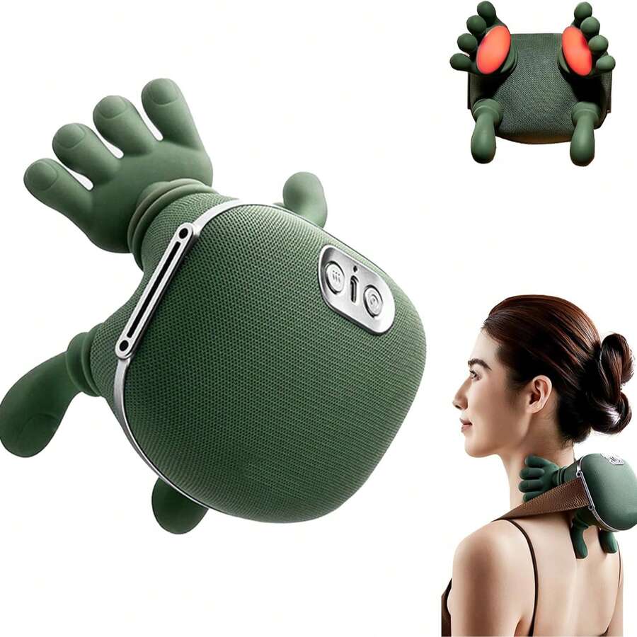 USB Charging Neck And Shoulder Heating Massager, Electric Massager, 6D Hand Simulated Shoulder, Neck, Back Massager, Neck Trapezius Massager, As Well As Deep Kneading And Massage For The Shoulders And Legs. Suitable Gifts For Elders, Men And Women - Green - View 1