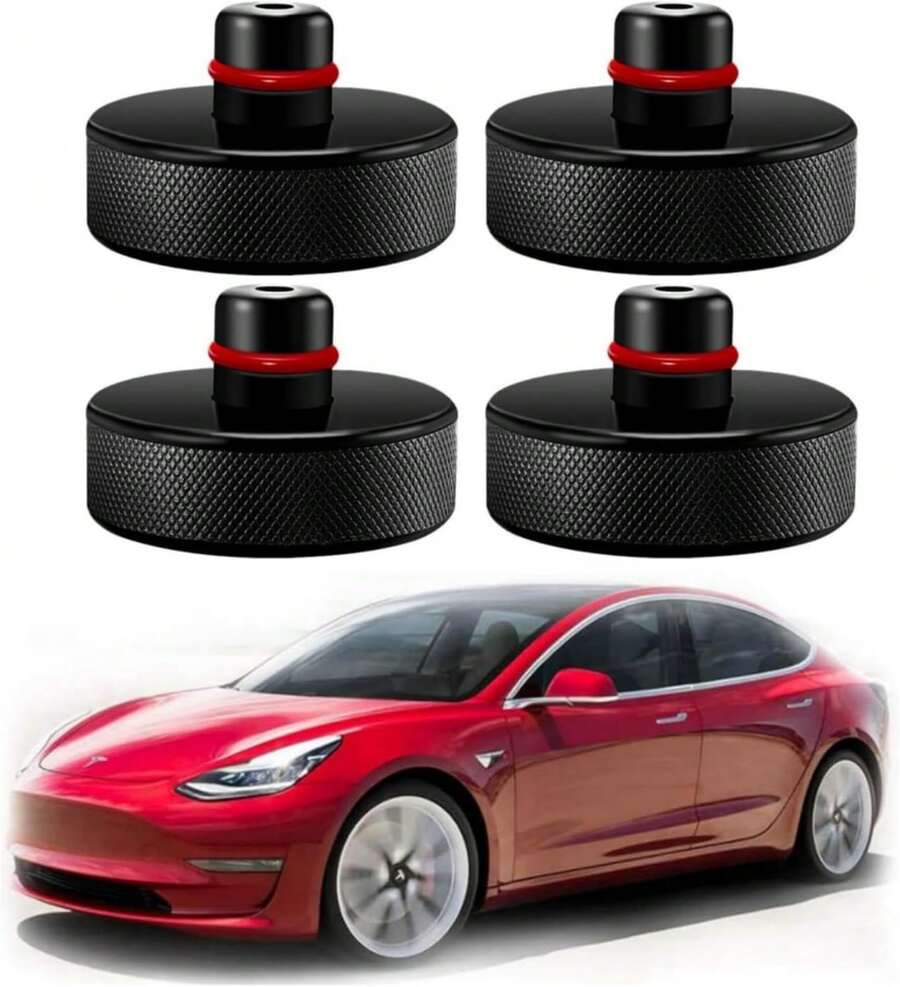 4 Piezas Almohadilla de Goma para Gato de Coche Compatible con /Y/X/S, Jack Pads con Estuche de Almacenamiento, Soporte Tesla Jack Pad Protege la batería y el chasis - 1 - Ver 1
