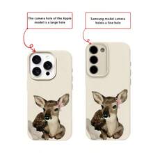 1pc TPU Material Cute Fawn Pattern Phone Case Compatible With Iphone 17 Pro Max/17/16 Pro Max/15/13/12/11, S20 FE/A15/S24/A55, Redmi Note 11/Note 12/Note 13 Pro, Full Coverage Anti-Drop Soft Protective Cover