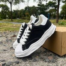 Fashionable Street Style Preppy Women And Men Canvas Sneakers Black Large Size Lace-Up Platform Casual Skateboard Shoes Tennis - 黑色 - 查看 15