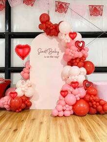 145pcs Heart Balloon Garland Set, Includes Red Heart, Hook Heart, Latex Balloons, Suitable For Wedding, Anniversary, Birthday Party, Valentine's Day, Princess Party, Bachelorette Party Decoration - Multicolor - View 4