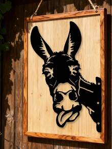 1pc Silhouette Steel Metal Peeping Animal Art, Farm Peeping Donkey Metal Art Garden Decoration Outdoor Decoration Farmhouse, Farmhouse Donkey Metal Wall Decoration - Rustic Outdoor Decoration For Country Houses, Barns And Fences, Unique Black And White Donkey Silhouette, A Gift For Farm Lovers, Rustic Style Lovers And Country Decor Lovers.