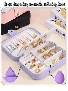 1 pieza Caja de joyería de viaje portátil, Caja de joyería mini, Caja de almacenamiento de joyería de viaje pequeña, Caja de exhibición de joyería portátil, Adecuada para anillos, aretes, collares, regalos, Caja de joyería impermeable de PU, Caja de exhibición de joyería de gran capacidad, Caja de anillos de doble capa mini, Caja de almacenamiento, Caja de regalo, Caja de joyería, Decoración de habitación - Multicolor - Ver 10