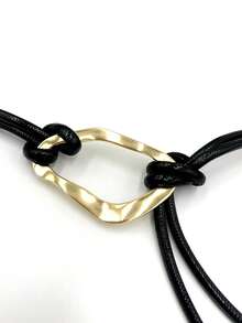 Thin Rope Belt With Geometric Buckle - Black - View 2