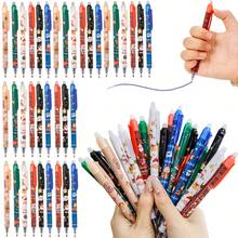 36-Piece Retractable Ballpoint Pen Set. Featuring Santa Claus And Reindeer Designs, Black Gel Ink, Perfect For Holiday Party Gifts And School Or Office Use. Christmas Pens, Christmas Theme. Student Stationery.
