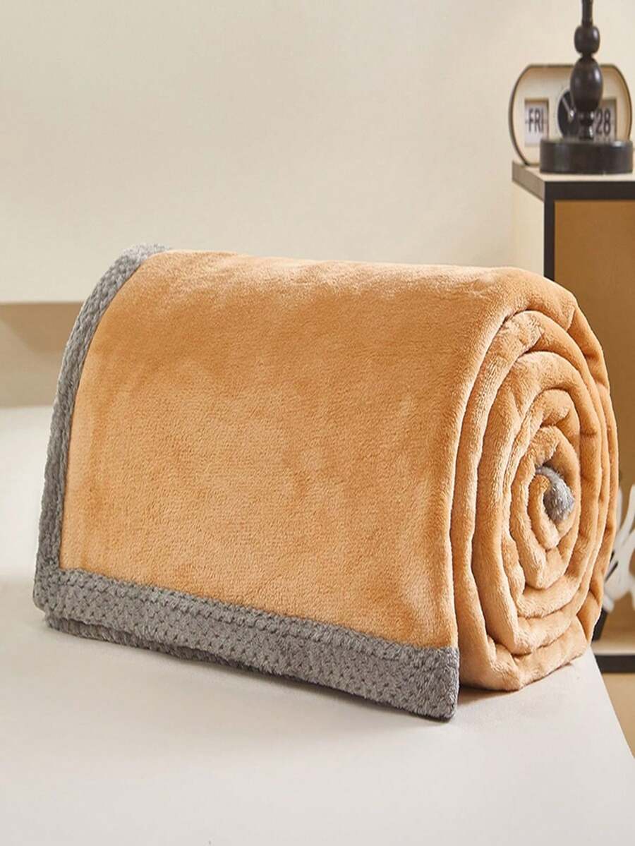 1 einfarbige Milchvelour-Decke, weiche Polyesterdecke mit leichtem Luxusstil, modisch, einfach, bequem und weich, multifunktionale warme Überwurfdecke, geeignet für Schlafzimmer, Wohnzimmer, Sofa, Camping, Büro und Reisen, Raum- und Schlafzimmerdekoration, maschinenwaschbar, leicht zu pflegen, geeignet für alle Jahreszeiten - Weizengelb - Übersicht 1