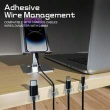 10pcs/15pc/20PCS Adhesive Cable Clips For Outdoor, Christmas Light Clips, Decoration Clips, Self Adhesive Hooks Cord Management Wire Holder, Fairy Light Accessories,Suitable For Thin Cables,Desktop Organizer, Sticky Clip, Wall, Under-Table, Lamp, Camera, Ethernet Cable, Transparent Storage For Electronic Products - Multicolor - View 5