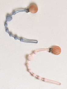 1-4pcs Customized Silicone Anti-Lost Strap For Pacifier, Bottle, Teether, Personalized Gift, Bear-Shaped Anti-Lost Strap, Suitable For Personalized Pacifier Clips For Boys And Girls, Customized Children's Name Wooden Pacifier Clips