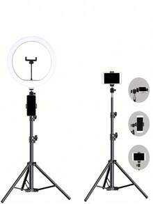 10 Inch USB Powered Selfie Light - Ring Light With Stand And Phone Holder - 43 Inch Phone Tripod With Light, Professional LED Ring Light For Video Recording/Makeup/Streaming-Gifts For Yourself/Friends Suitable For Photography, Video Recording, Live Streaming, Zoom Meeting, Vlogging, With Stand Photography Video Recording Live Streaming Room Meeting Vlogging Phone Light - Multicolor - View 8