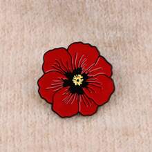 1pc DMLSKY Red & Black Poppy Lapel Pin - Glossy Red Poppy Flower With White Petals & Golden Center, Golden-Tone Border Badge For Backpacks, Jackets, Hats, Lapels - -Inspired Accessory, Remembrance Gift - 紅色 - 查看 2