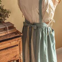 French Style Ruffled Edges Apron - Elegant Kitchen Baking Apron With Collar Suitable, Pastry,, Crafting - Multi-Color Options - 藍色 - 查看 6
