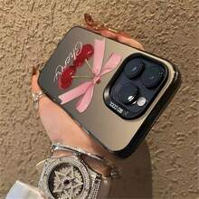 Cute Cherry & Pink Bow  Case - Y2K Kawaii Aesthetic, Protective Clear Cover for Girly Fashion Enthusiasts, Sweet Trendy Design to Boost Your Style - Negro - Ver 6