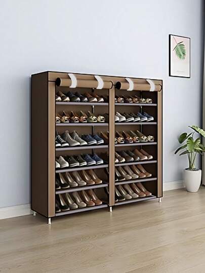 1pc Covered Dust-Proof Shoe Rack, Storage Shelf, Space Saving, Sturdy, Fashionable, Easy To Assemble And Disassemble, Portable, Suitable For Living Room, Bedroom, Entryway, Office, Home, Multi-Layer Storage, Holiday Gift, Valentine's Day Gift, Children's Gift