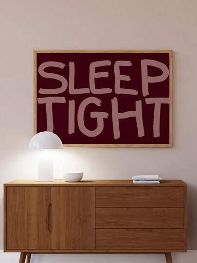 1pc "Sleep Well" Quote Poster - Minimalist Pink And Burgundy Wall Art, White Cursive Font, "Sleep Well" Print, Vertical Modern/Classic/Decorative Art Style Sleep Sign, Suitable For Bedroom
