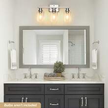 1PC 3-Light Vanity Light Fixtures,Bathroom Wall Lamp, Brushed Nickel Vanity Lamp, Modern Wall Light With Clear Glass Shade And E26 Bulb Base, Wall Lamp Wall Mounted Light For Mirror, Bedroom, Hallway (Bulbs Not Included) - 砂鎳色 - 查看 7