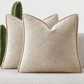 1 st. runt plyschkuddfodral med breda kanter (kuddinlägg ingår ej), bohemiskt kuddfodral för soffa, mjukt och bekvämt, tjockt örngott för heminredning, lämplig för balkong, sovrum, vardagsrum, matsal, havregrynsfärg