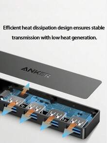 anker A7516 4-Port USB 3.0 High-Speed Dock: Plug And Play, High-Speed And Stable Transfer, Low Latency, Slim And Lightweight Design, Compatible With Laptops, Mobile Phones, And USB Flash Drives. Black. - Black - View 6