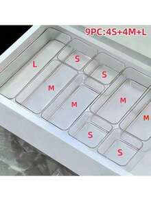 8pcs Transparent Acrylic Makeup Organizer Box With Drawers, Dividers And Compartments, Desktop Office Stationery Storage Box, Home Desk And Drawer Organizer - Multicolor - View 10