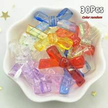 10/20/30/50Pcs Colorful Transparent Acrylic Bow Beads, Cute DIY Craft Phone Chain Necklace Beaded Decors Accessories, Jewelry Making Supplies