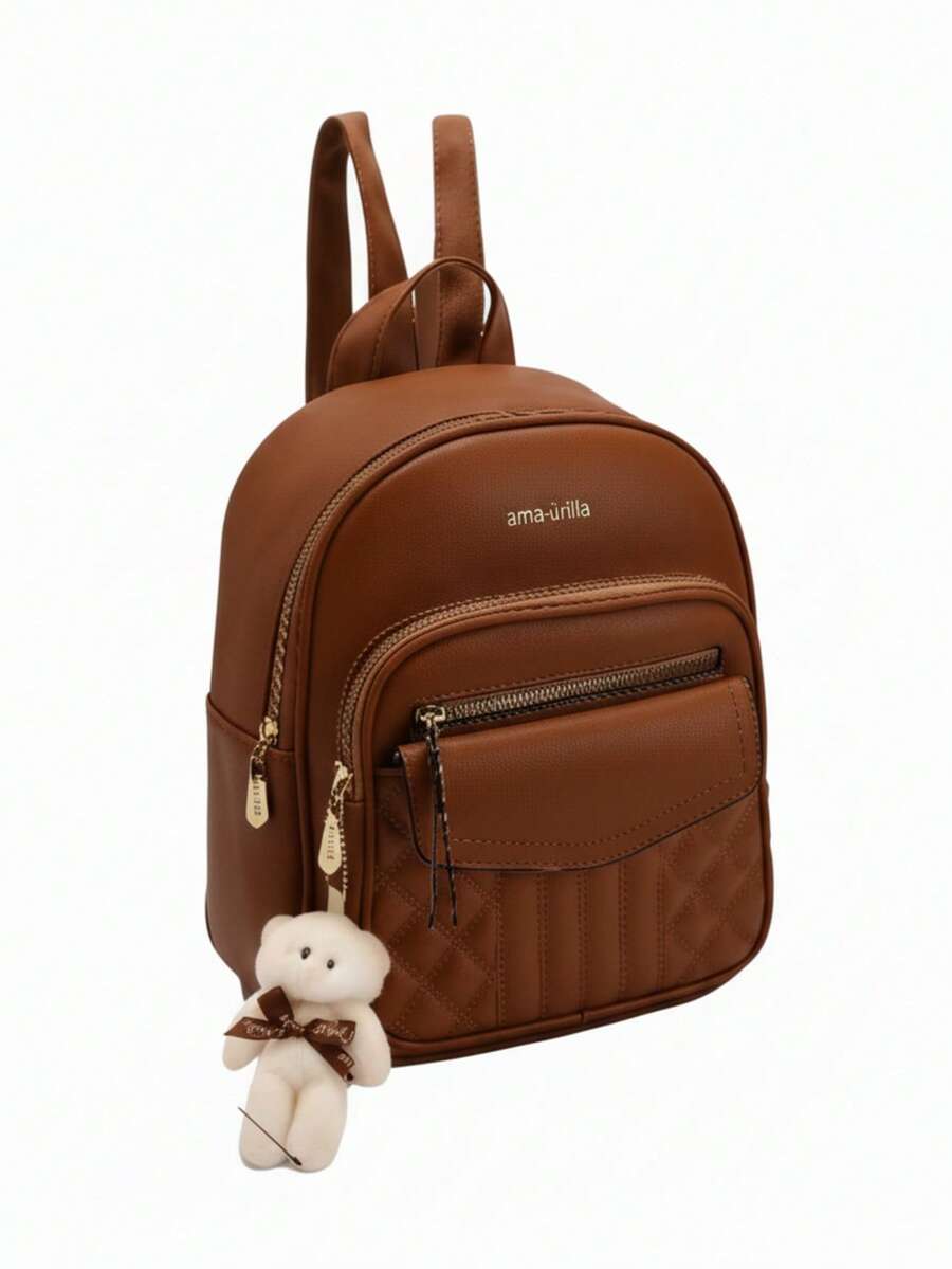 Women Fashion Backpacks - Brown - View 1