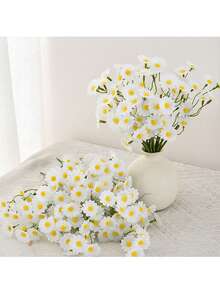 6pcs/Set Daisy Artificial Bouquet, European Style Living Room Dining Table Flower Arrangement, Home Artificial Flower Decor, Suitable For Weddings, Birthday Party Backgrounds, Wild Chrysanthemum Artificial Flowers