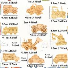 未完成的木制车辆工艺品、涂鸦彩绘木板、汽车、救护车、SUV、挖掘机、绘画、派对游戏、礼物、DIY装饰品